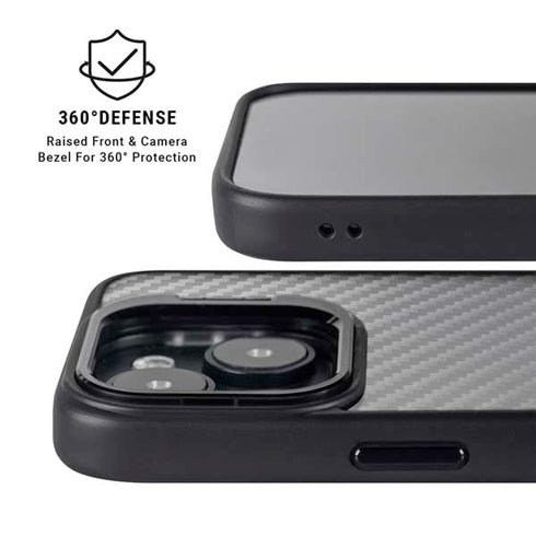 Black Carbon Fiber Specialty Texture Material iPhone 14 Kickstand Case